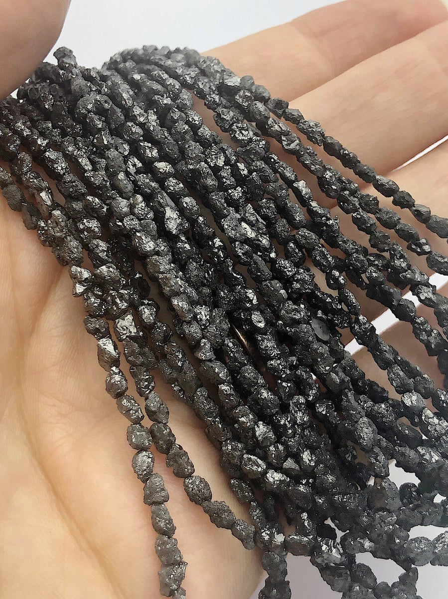 Rough Black Diamond Gemstone Beads, Full Strand, 16 – Aloha Pearls &  Schwartz