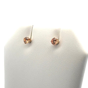 4.0mm Champagne 3A CZ Post Earring, 14k Gold filled, Sku#4011240M11