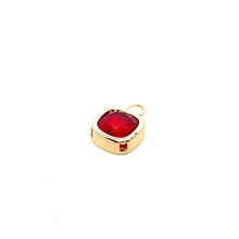 Ruby Square shape crystal charm, gold plated, SKU#M2164ruby