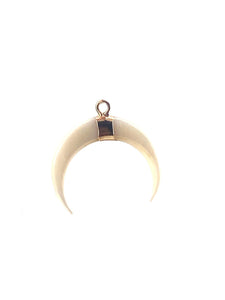 Natural White Shell Mother of Pearl Shell Pendants, Gold Plated On Zinc Alloy, Crescent Moon/Double Horn, Sku#M334