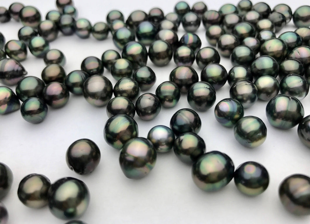 Medium- Dark Tahitian Loose pearls, Near Round, AA, 9mm, Rikitea Pearls, #539