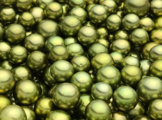Round Pistachio Tahitian Pearls,10-15mm