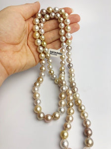 9-11mm Golden South Sea Pearl Necklace Strand, Natural Color, AAA Quality, 36 inches