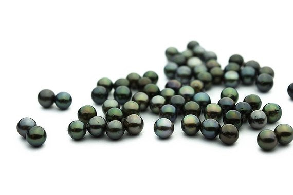 Small 7mm Tahitian Pearls, Round Dark Loose Pearls (105)