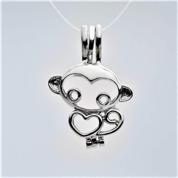 Cage Pendant for 5mm to 7mm Loose Pearl Monkey (#CP87)