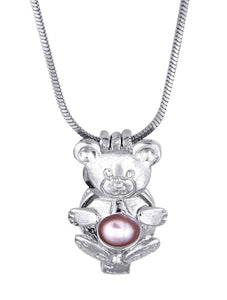 Cage Pendant  White Gold Plated for 6mm to 7.5mm Loose Pearl Teddy Bear CP43