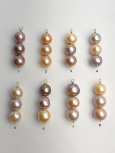Edison Pearl Pendants on 14K Gold, Natural Color, 11-13mm, Made in Hawaii (548 No. 1-8)