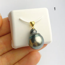 14mm Tahitian Pearl Pendants on 18K Gold Plated Sterling Silver (437 No. 1-4)