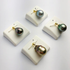 13-14mm Tahitian Pearl Pendants on 18K Gold Plated Sterling Silver (438 No. 1-4)
