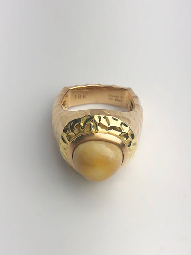 18K Gold - Natural Conch Pearl - Statement Ring - Size 10.5 - Handmade