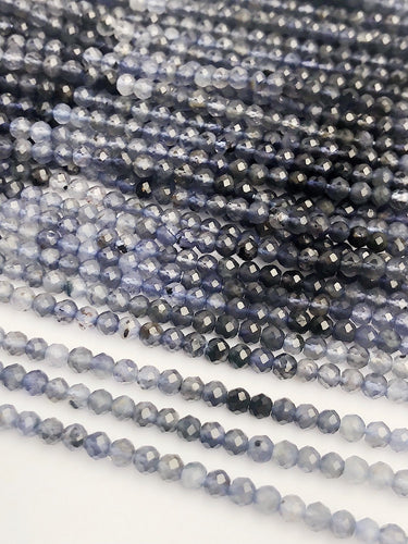 HALF OFF SALE - Blue Iolite Shaded Ombre Gemstone Beads, Full Strand, Semi Precious Gemstone, 13