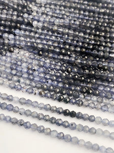 HALF OFF SALE - Blue Iolite Shaded Ombre Gemstone Beads, Full Strand, Semi Precious Gemstone, 13"