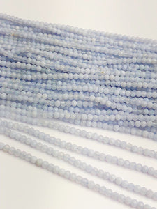 HALF OFF SALE - Blue Calcedony Gemstone Beads, Full Strand, Semi Precious Gemstone, 13"