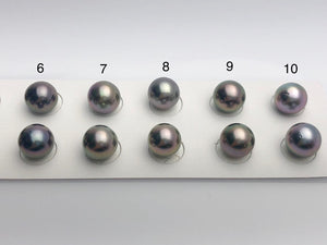 Tahitian Matched Pairs Loose Pearls, AA 9.5-10mm, Round Multi Colors, #636