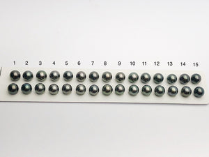 Tahitian Loose Pearls, Round AAA, Black/Grey Multi Colored Matched Pairs, 9-9.5mm, #657