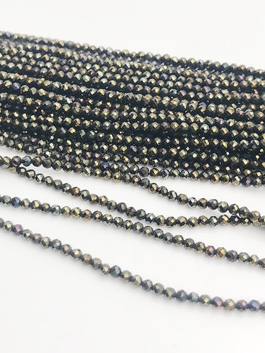HALF OFF SALE - Coated Black Spinel Gemstone Beads, Full Strand, Semi Precious Gemstone, 13