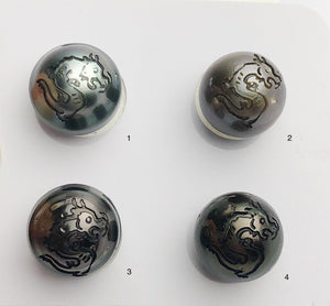 Carved Dragon - Chinese Astrology Sign Tattoo Tahitian Pearl 12mm (744)