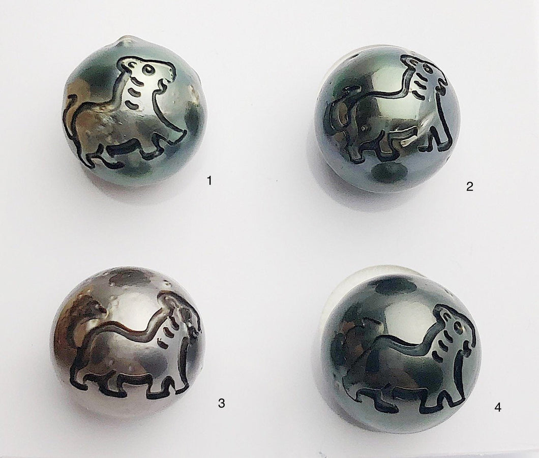 Carved Tiger - Chinese Astrology Sign Tattoo Tahitian Pearl 12-13mm (748)