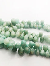 HALF OFF SALE - 13-8.5mm Amazonite Faceted Drop Gemstone Beads, Full Strand, Semi Precious Gemstone, 8"