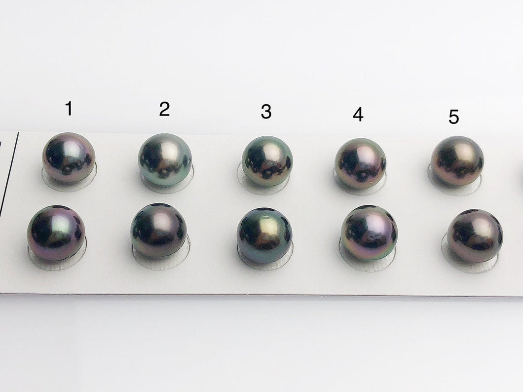 Tahitian Matched Pairs Loose Pearls, AA 9.5-10mm, Round Multi Colors, #636