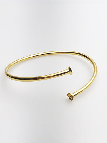 14K Gold Fill Flex Bangle Bracelet with Pearl Settings, 8