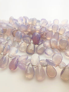 HALF OFF SALE - 10-15mm Lavender Quartz Flat Faceted Drop Gemstone Beads, Full Strand, Semi Precious Gemstone, 8"