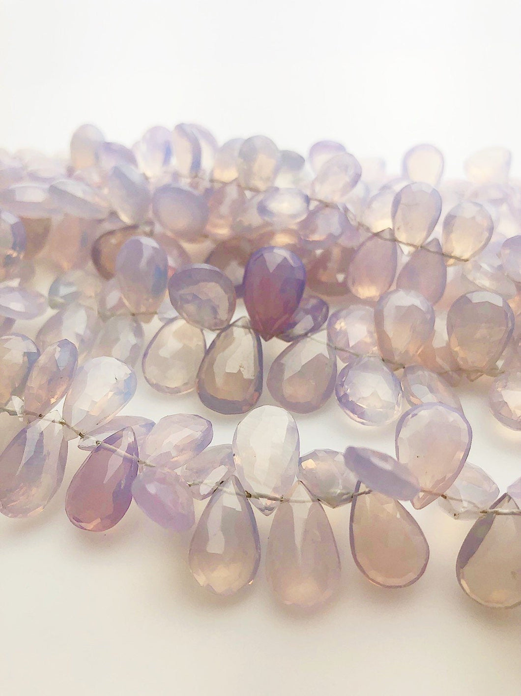 HALF OFF SALE - 10-15mm Lavender Quartz Flat Faceted Drop Gemstone Beads, Full Strand, Semi Precious Gemstone, 8