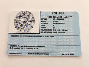 0.50 Carats, Natural Round Brilliant Diamond, EGL USA Certified - US 917055604D