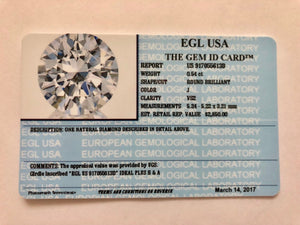 0.54 Carats, Natural Round Brilliant Diamond, EGL USA Certified - US 917055613D