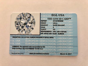 0.80 Carats, Natural Round Brilliant Diamond, EGL USA Certified - US 917055628D