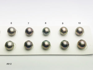 9-9.5mm Tahitian Pearls Round, AAA, Loose Matched Pairs 9mm (812)