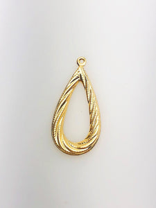 14K Gold Fill Decorative Textured Drop Charm w/ Ring, 16.7x30.0mm, Made in USA - 1438