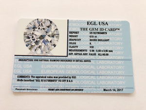 0.51 Carats, Natural Round Brilliant Diamond, EGL USA Certified - US 917055607D