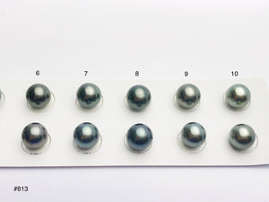 9-9.5mm Tahitian Pearls Round, AAA, Loose Matched Pairs 9mm (813)