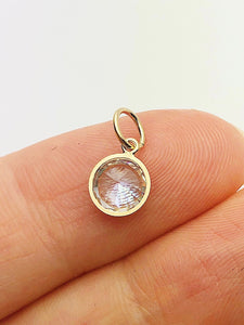 14K Gold Fill 6mm White CZ Drop w/Perp Extra Ring, Made in USA - 4000059SRDM4