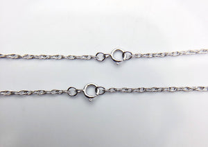 24" Sterling Silver Rhodium Finish Rope Chain 1.3mm