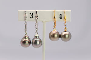 Tahitian Dangle Drop Pearl Earrings in 925 Sterling Silver (SHE002)