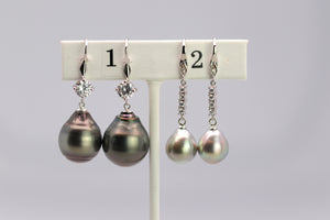 Tahitian Dangle Drop Pearl Earrings in 925 Sterling Silver (SHE012)