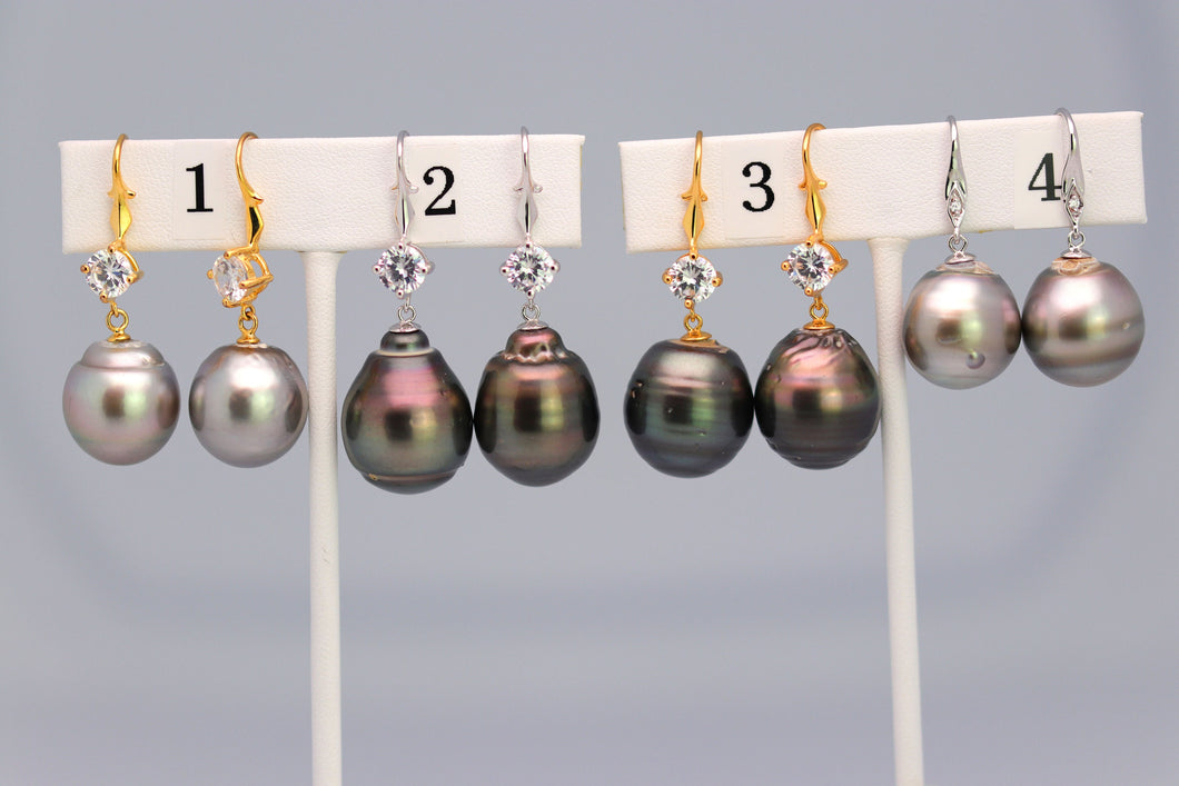 Tahitian Dangle Drop Pearl Earrings in 925 Sterling Silver (SHE017)