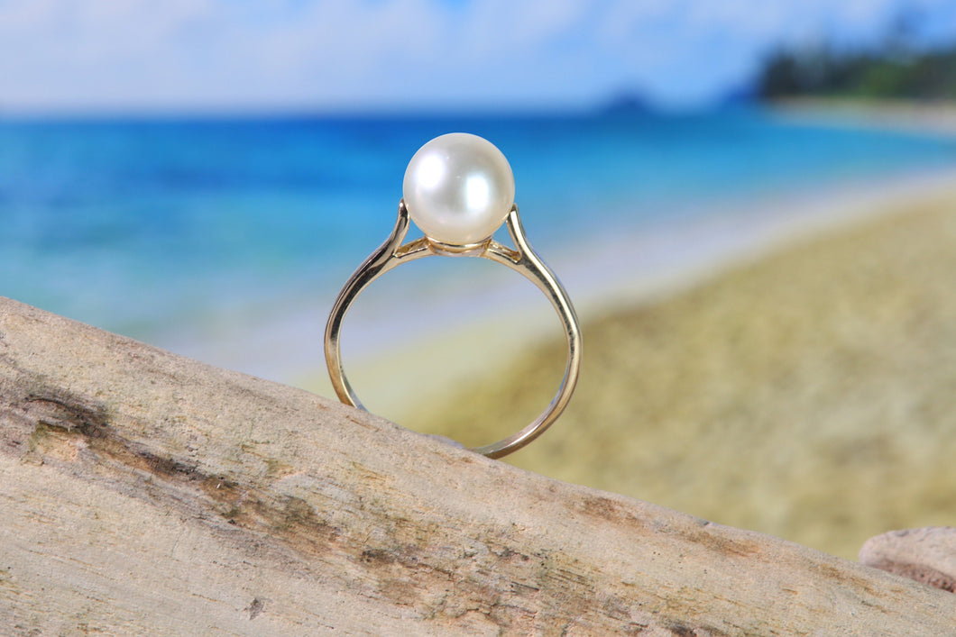 14K Gold Pearl Ring Setting  (TR-041)