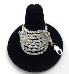 Sparkling “20 925 Sterling Silver 2.5mm Rope Chain . SKU # S2.5FRLC