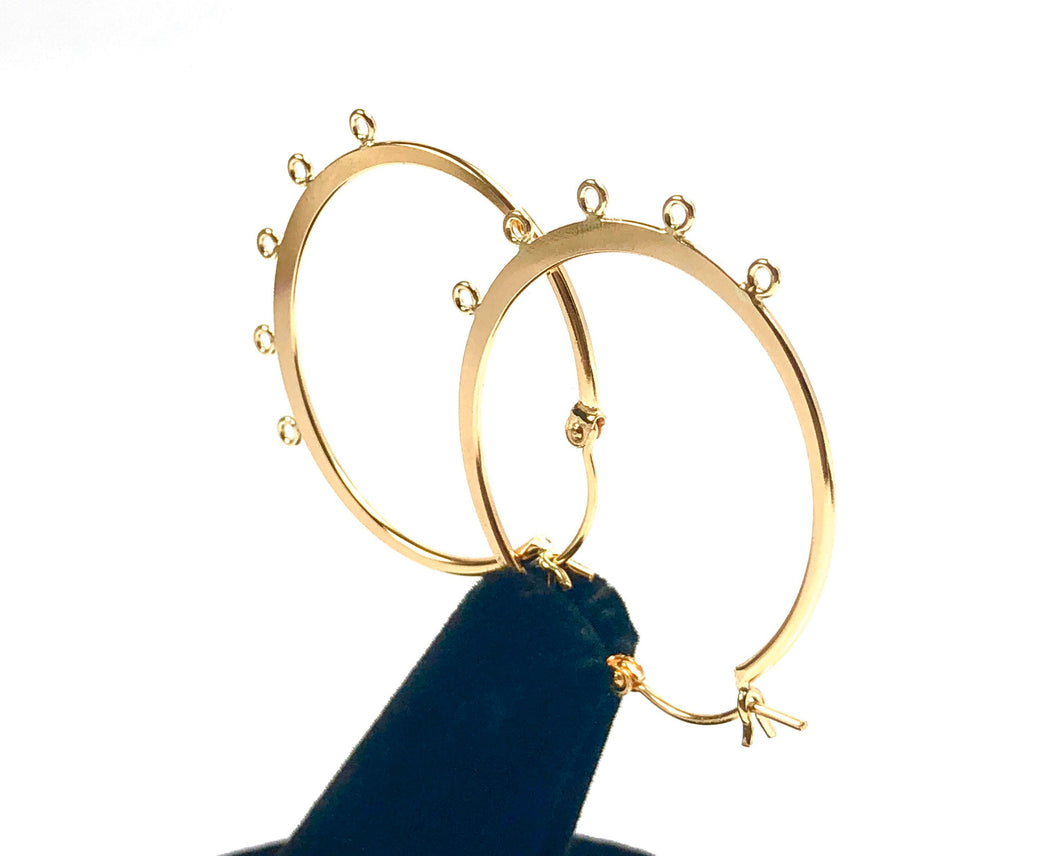 Beautiful 14kgf  flat w/ Jr GF hoop earrings with rings. 14K gold filled , SKU #065 crf 3 Flat