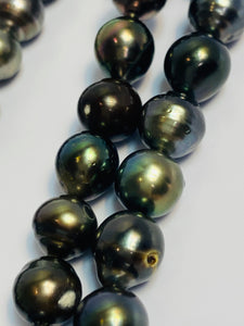 9mm-12mm BIG Dark & Exotic Tahitian Pearls Strand, Tahiti Pearls, Large Pearl Sku #961