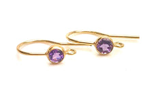 Amethyst cubic zirconia, 14KGf ear wire with ring , 14K gold filled , SKU #40006425AM