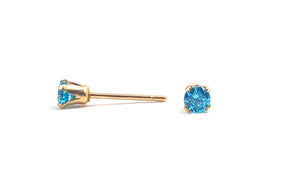 Swiss blue cubic zirconia, 14KGF stud earrings, 14K gold filled , SKU#4011230M12