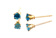 Swiss blue cubic zirconia, 14KGF stud earrings, 14K gold filled , SKU#4011230M12