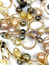 Gorgeous Adjustable 14KGF Edison, Tahitian, and South Sea Pearl Rings, 14K Gold Filled, 14K Gold Fill, Sku GPR-5
