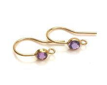 Amethyst cubic zirconia, 14KGf ear wire with ring , 14K gold filled , SKU #40006425AM