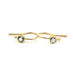 Blue topaz cubic zirconia, 14KGF ear wire with ring , 14K gold filled SKU# 4006425BT