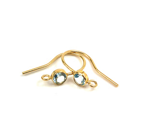 Blue topaz cubic zirconia, 14KGF ear wire with ring , 14K gold filled SKU# 4006425BT